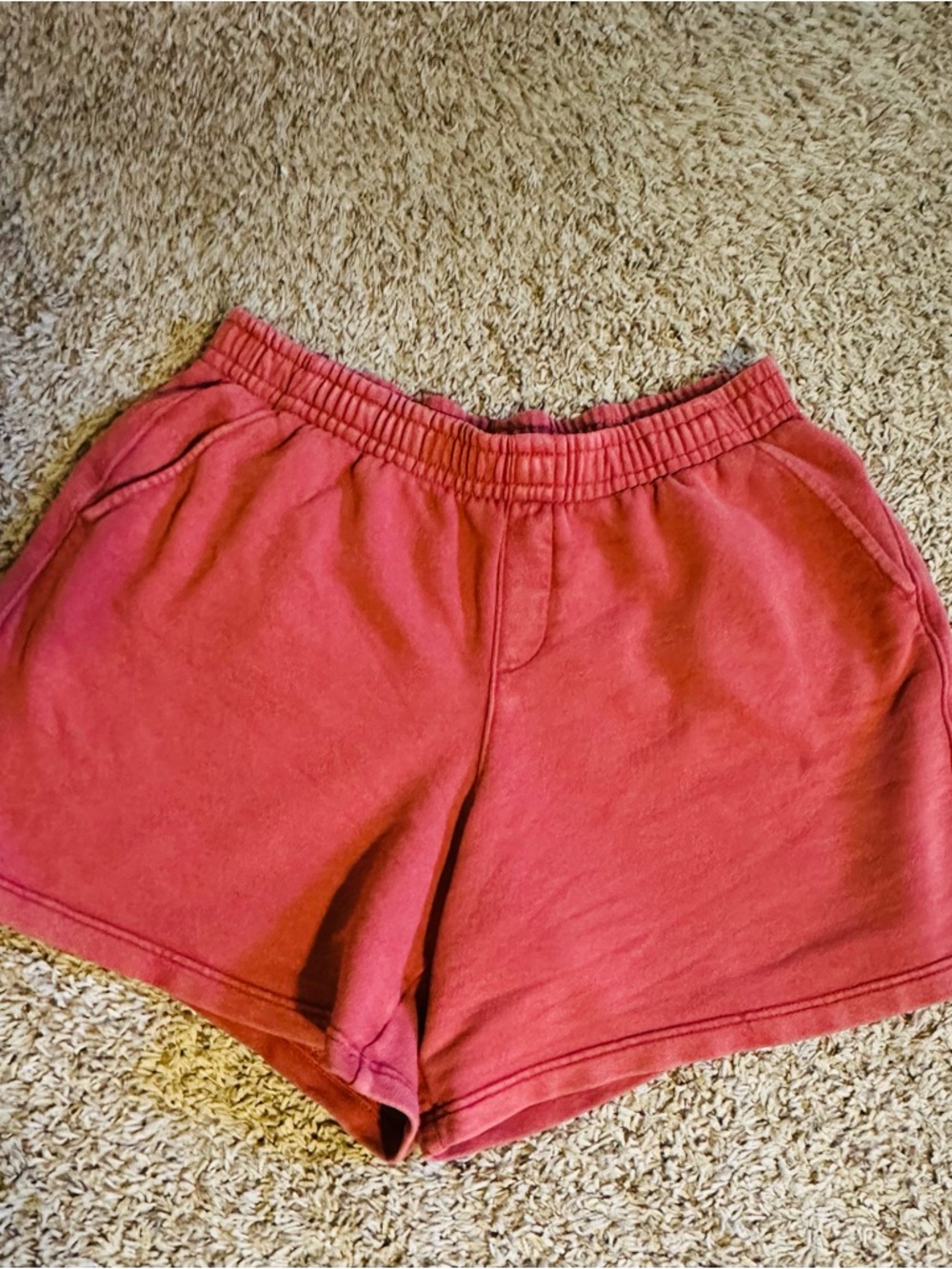 aerie Rose-Red Elastic Waist Athletic Shorts